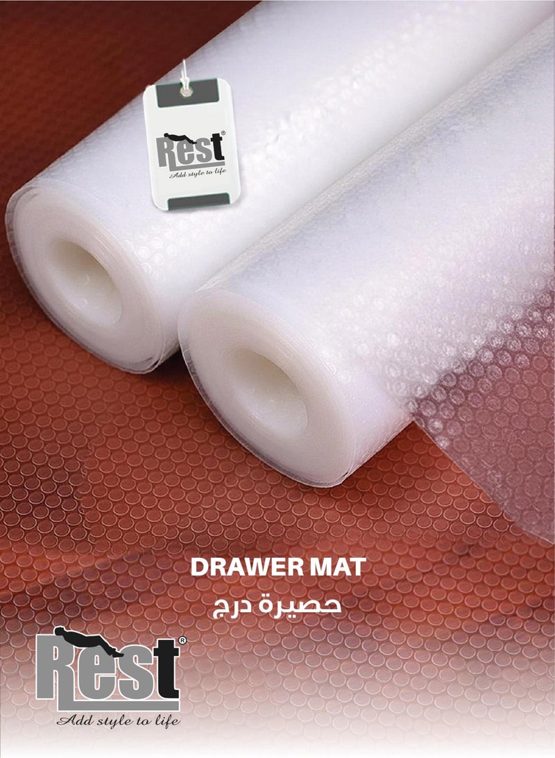 REST Shelf Liners Drawer Liner for Kitchen Cabinets Non-Adhesive Non Slip, Refrigerator Mats for Shelves, EVA Plastic Cupboard Protector, Waterproof Lining (Clear Dot, 150x45cm - Image 1